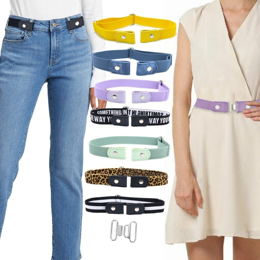 Adjustable Elastic Band Cloth Belt with Snap Button Closure