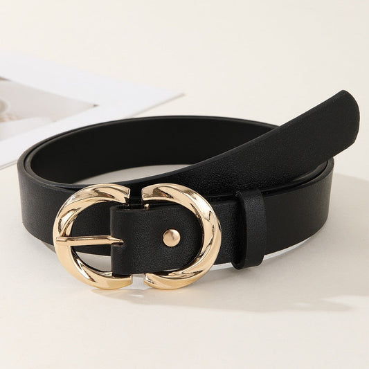 Fashion Belt with Snap Button Closure in Faux Leather