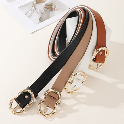 Fashion Belt with Snap Button Closure in Faux Leather