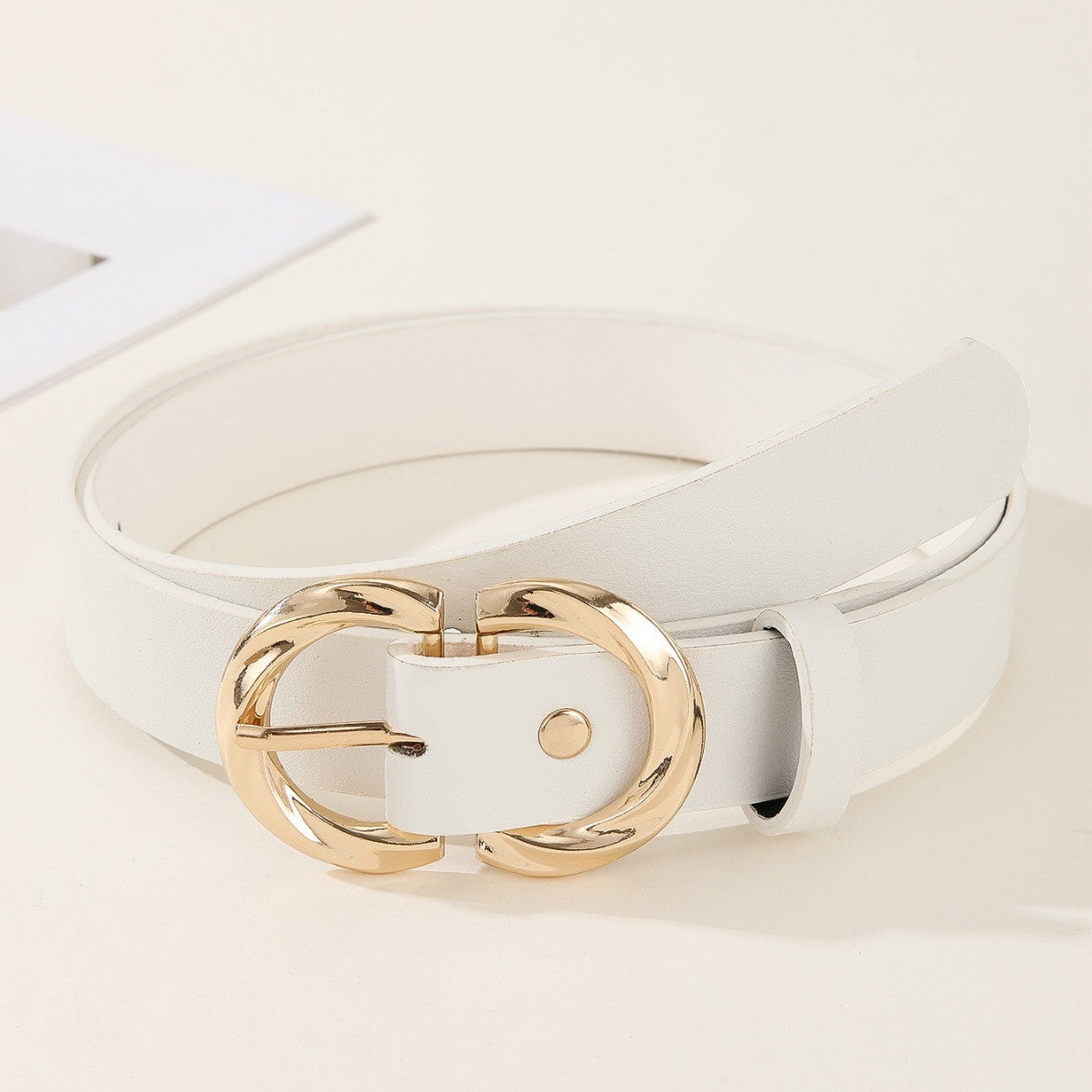 Fashion Belt with Snap Button Closure in Faux Leather
