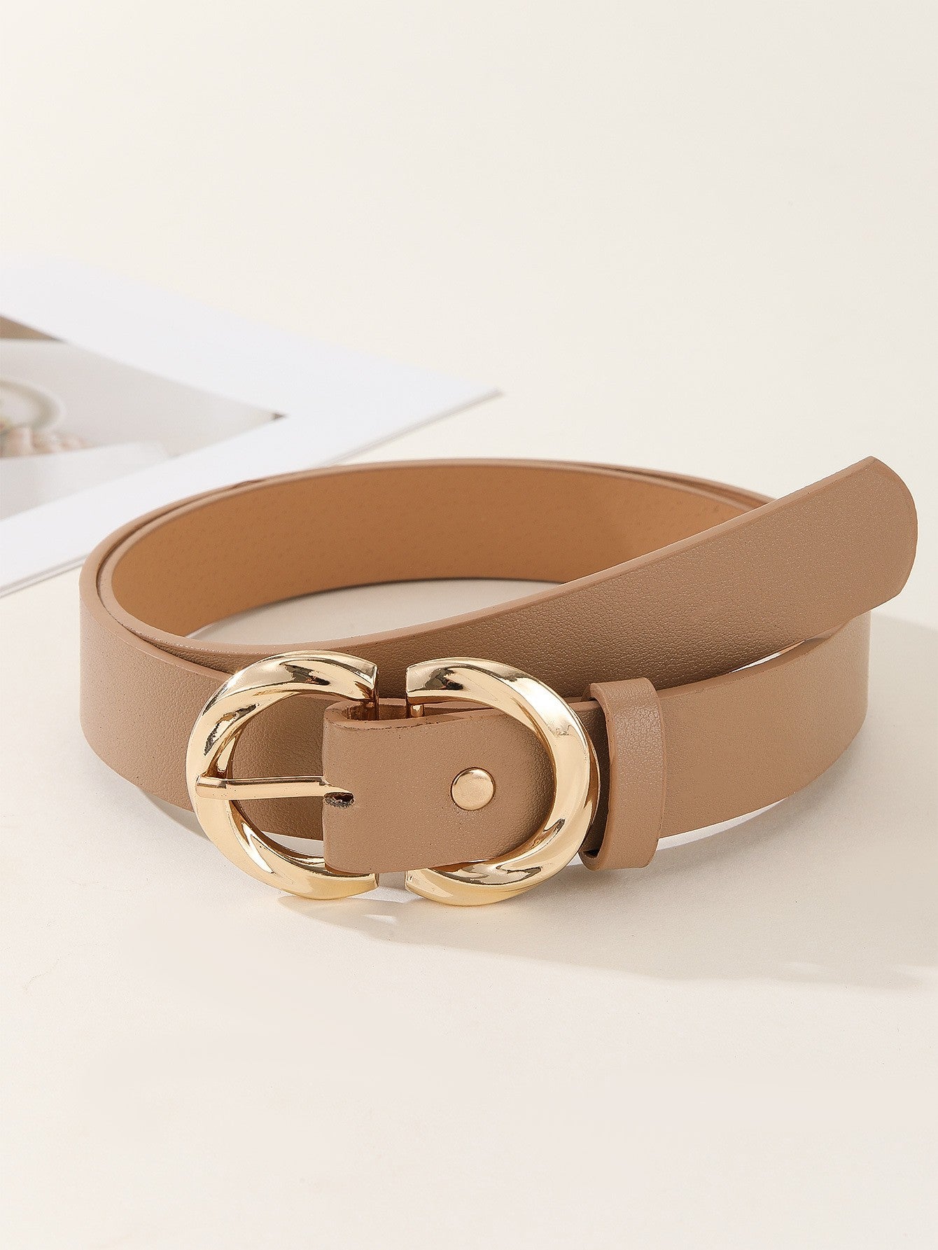 Fashion Belt with Snap Button Closure in Faux Leather