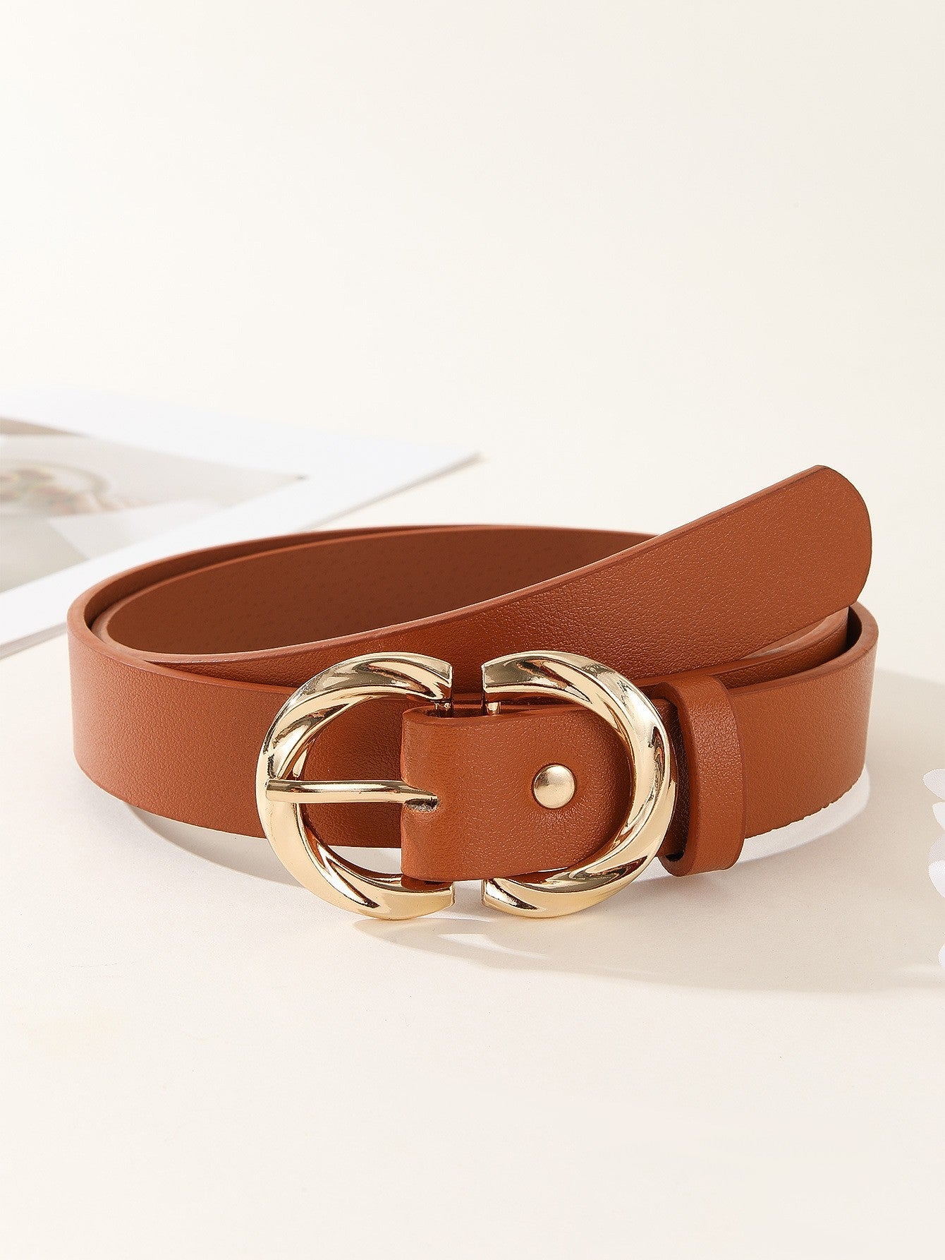 Fashion Belt with Snap Button Closure in Faux Leather