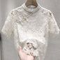 Lace Long Sleeve Blouse with Button Detail