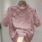 Lace Long Sleeve Blouse with Button Detail