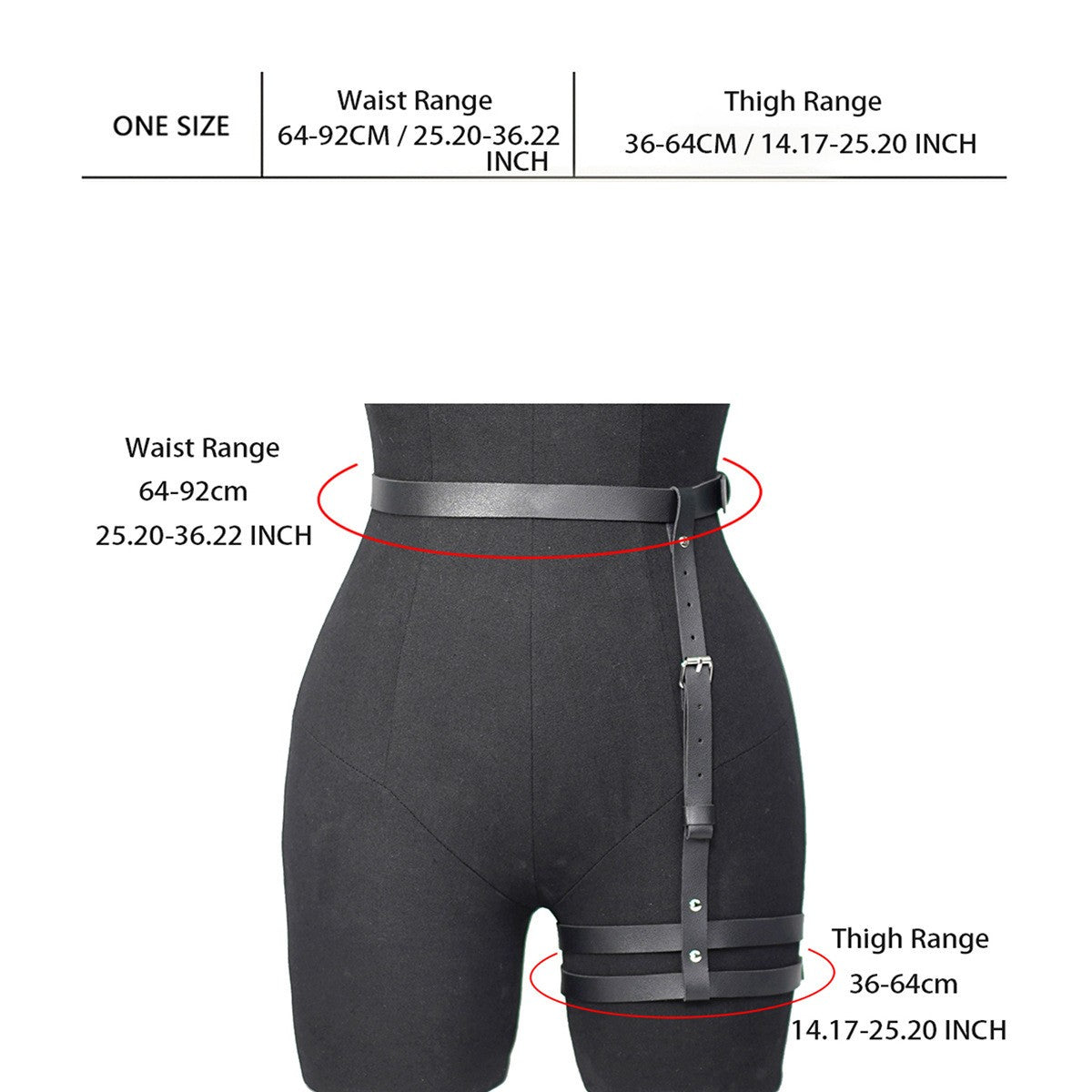 Punk Adjustable PU Leather Leg Harness with Buckle Detail