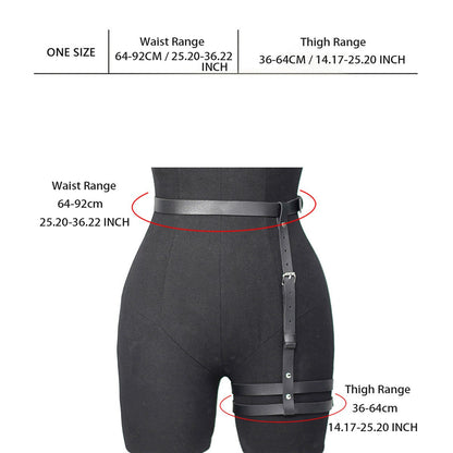 Punk Adjustable PU Leather Leg Harness with Buckle Detail