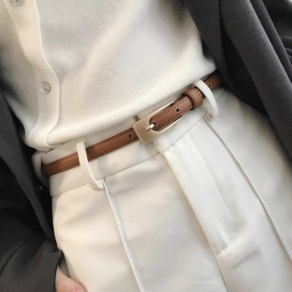 Slim Pin Buckle Belt in Faux Leather for Jeans