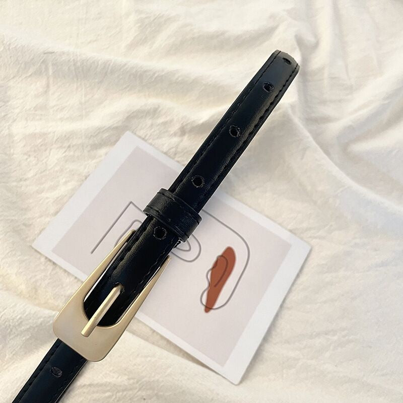 Slim Pin Buckle Belt in Faux Leather for Jeans