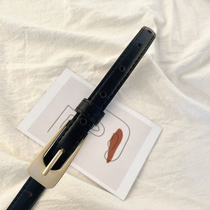 Slim Pin Buckle Belt in Faux Leather for Jeans