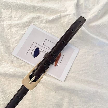 Slim Pin Buckle Belt in Faux Leather for Jeans