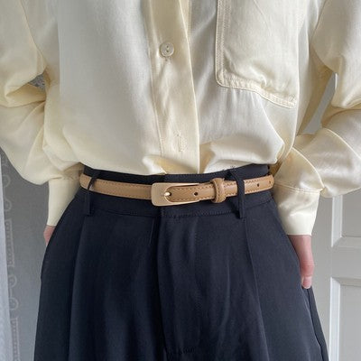 Slim Pin Buckle Belt in Faux Leather for Jeans