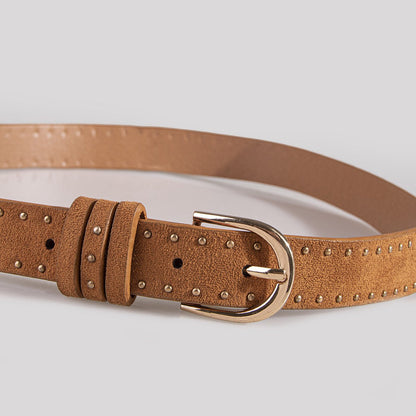 Suede Western Belt with Rivet Detail and Pin Buckle
