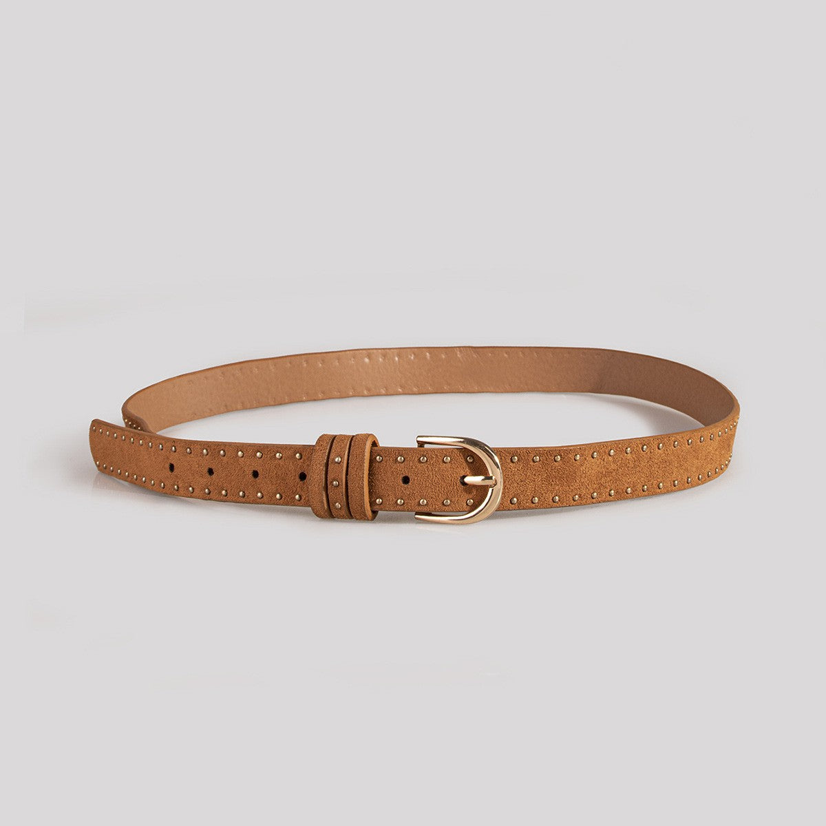 Suede Western Belt with Rivet Detail and Pin Buckle