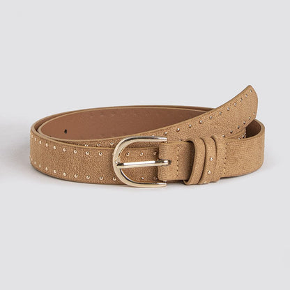 Suede Western Belt with Rivet Detail and Pin Buckle
