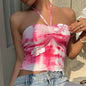 Vespera Tie-Dye Halter Tube Top with Spaghetti Straps