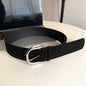 Xiangya Suede Wide Pin Buckle Belt with Retro Silver Alloy Buckle