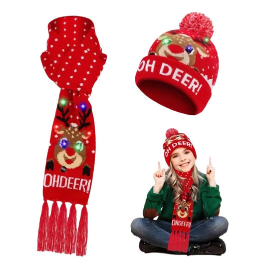 Yulia LED Light-Up Jacquard Knit Holiday Beanie Hat