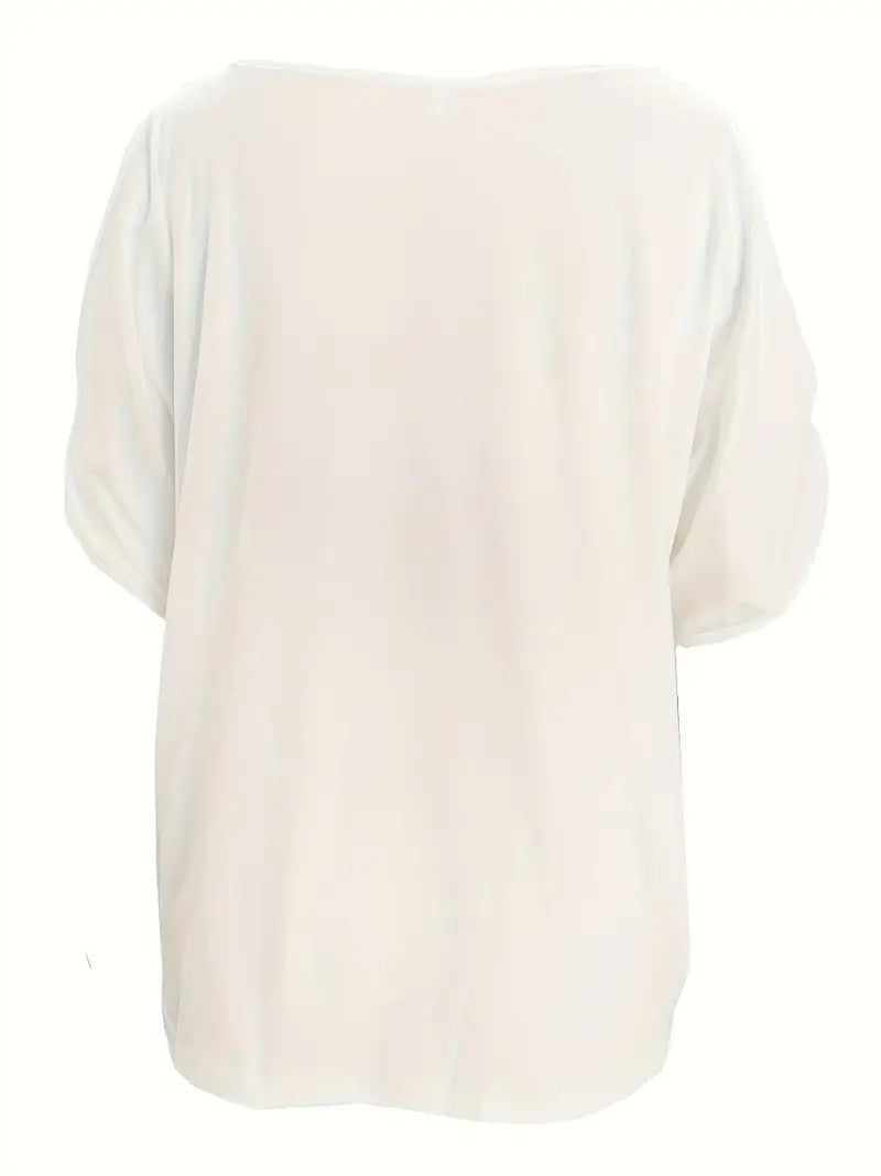 Yvette White Short-Sleeve T-Shirt with Asymmetric Front Twist