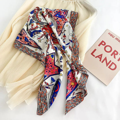 Zaria Silk-Like Square Scarf with Elegant Print